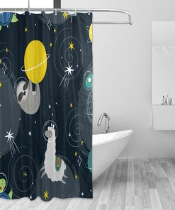 Cute Sloth Shower Curtain Modern Home Bathroom Hotel Spa Decorations Waterproof Fabric