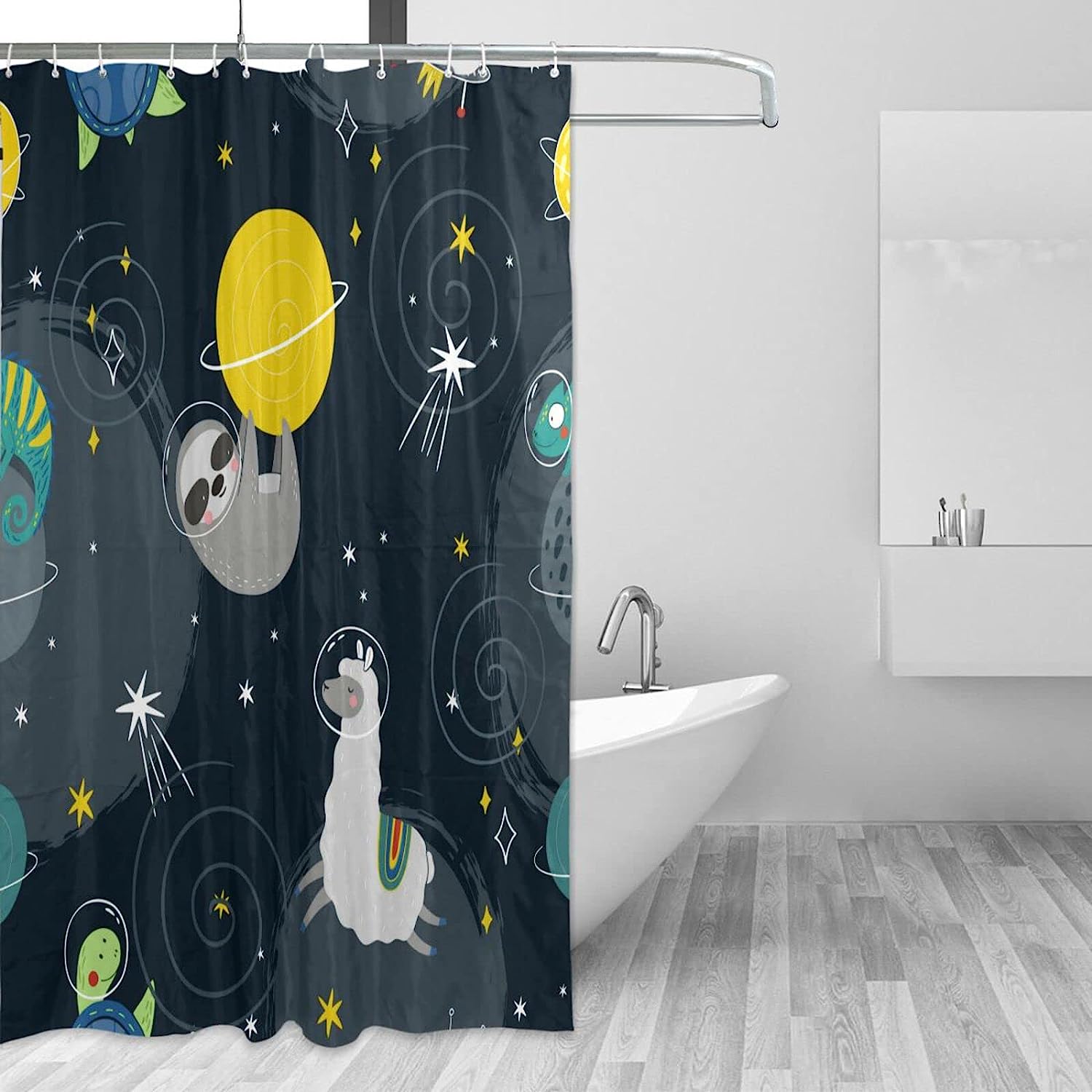 Cute Sloth Shower Curtain Modern Home Bathroom Hotel Spa Decorations Waterproof Fabric