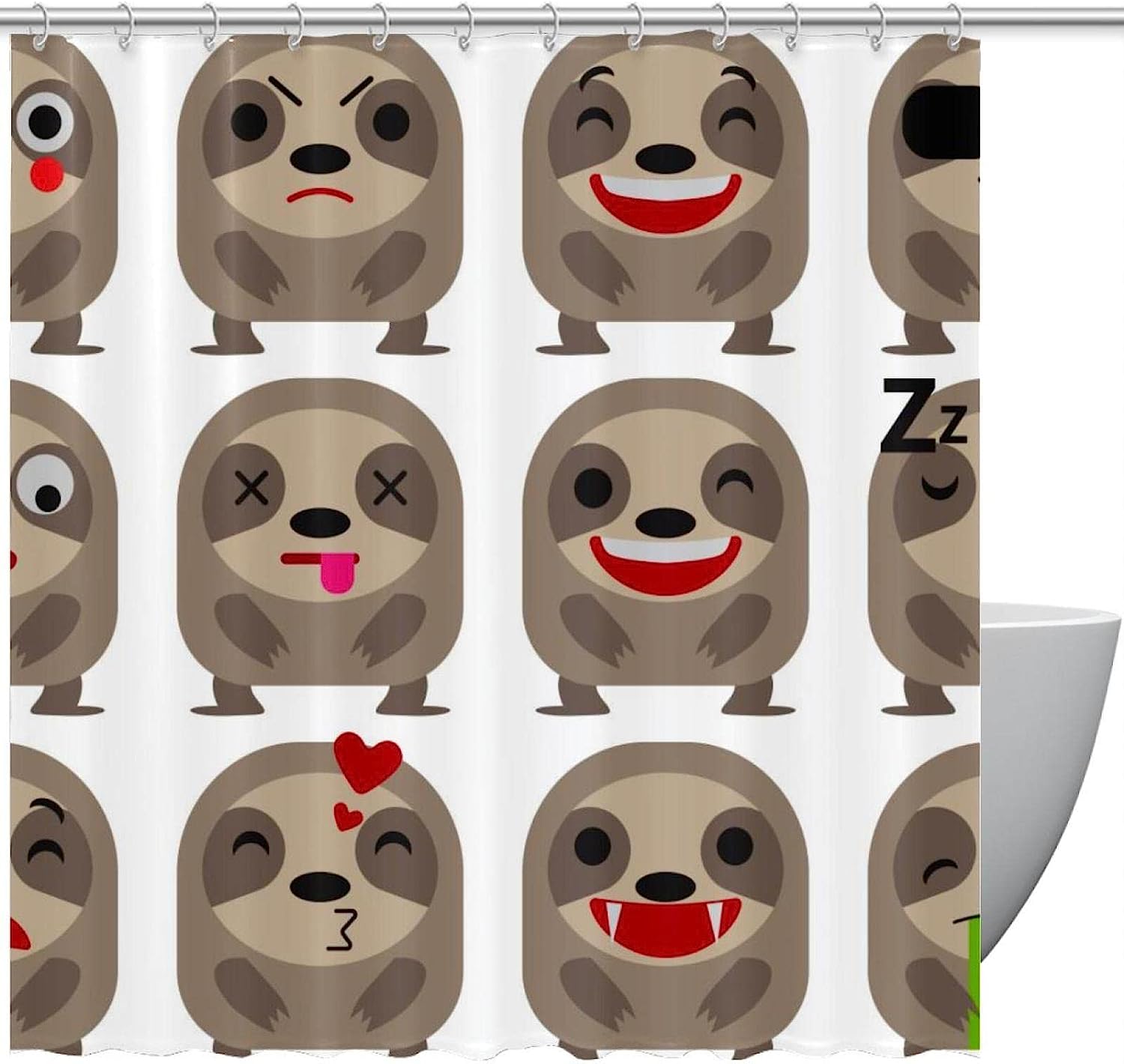 Cute Sloth Shower Curtain for a Relaxing Bathroom Decor