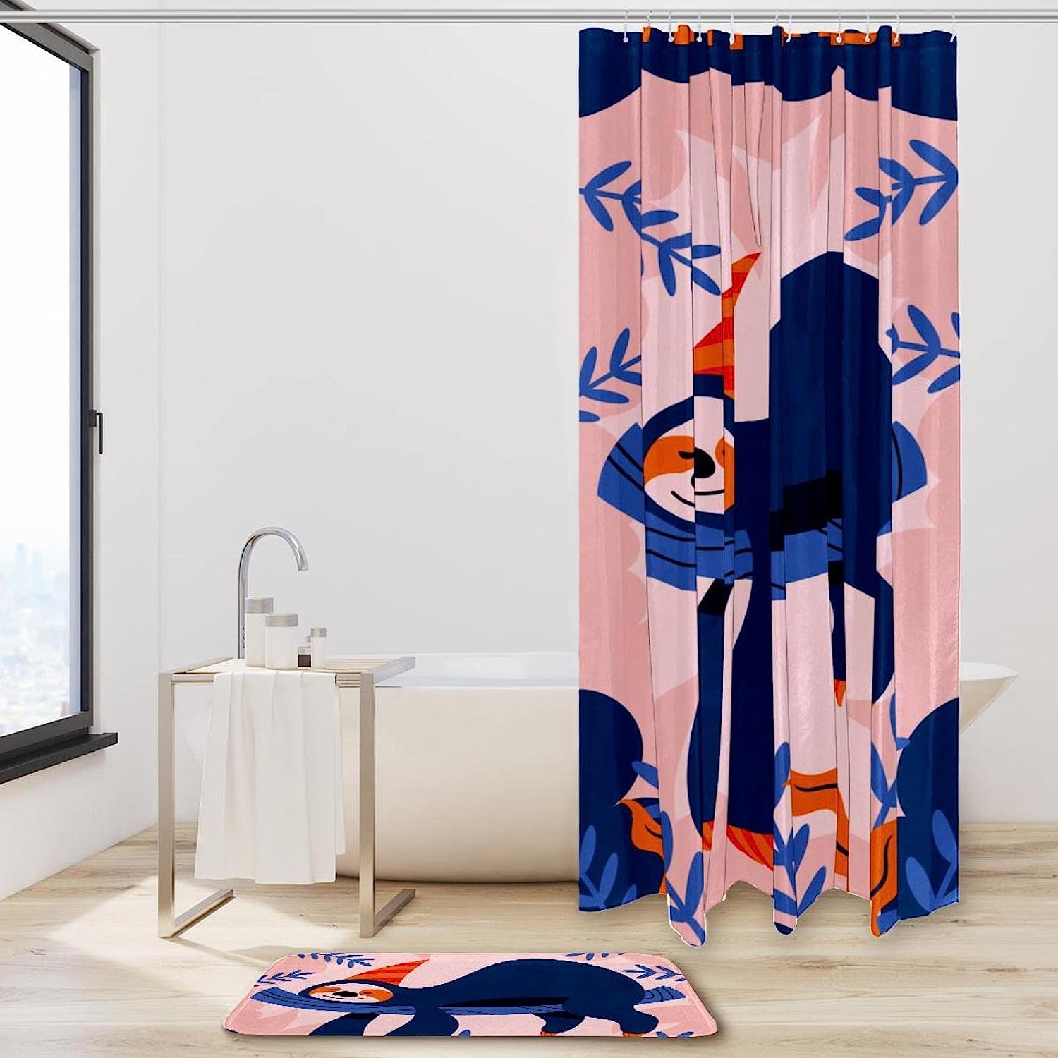 Cute Sloth Sleeping On The Tree Happy Birthday Shower Curtain For A Homesy Feeling