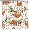 Cute Sloths Shower Curtain Flowers Branches, Funny Bathroom Printing Waterproof Fabric Curtain 