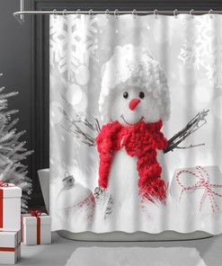 Cute Snowman Christmas Shower Curtain - Curtain Full Size
