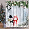 Cute Snowman Christmas Shower Curtain with Snowflakes for Bathroom Decor