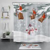 Cute Snowman Gnome Shower Curtain With Christmas And Winter Snowflake Bathroom Accessories
