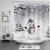 Cute Snowman Pine Tree Snowflake Winter Shower Curtain 