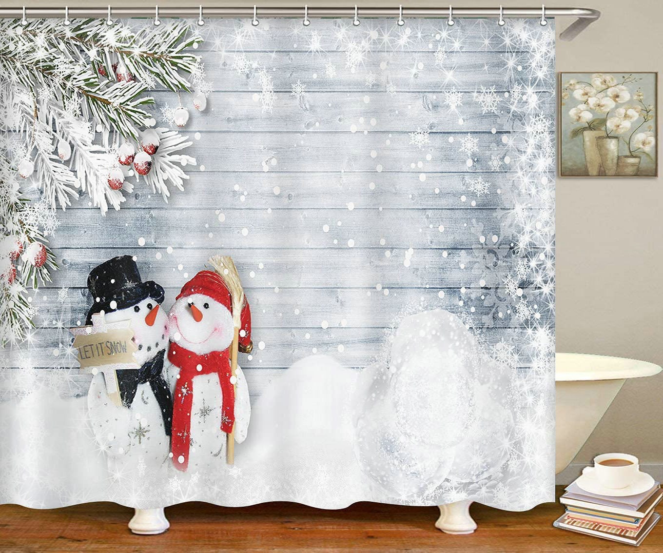 Cute Snowman Shower Curtain For A Fun And Cozy Winter Bathroom