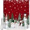 Cute Snowman Xmas Tree Shower Curtain For A Playful Christmas Decor