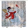 Cute Snowman and Cardinal Bird Shower Curtain with Winter Design for a Cozy Bath