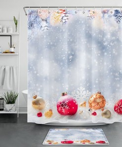 Cute Snowman and Snowflake Winter Shower Curtain