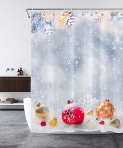 Cute Snowman and Snowflake Winter Shower Curtain
