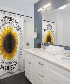 Cute Stormy Sunflower Shower Curtain for Bathroom Decor, Perfect Housewarming Gift for Her