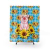 Cute Sunflower Piggy Blue Shower Curtain Cover to Enhance Your Bathroom Look
