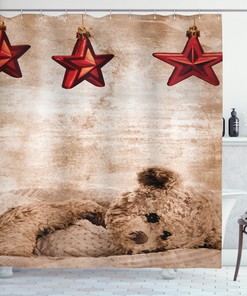 Cute Teddy Bear Star Sleeping Lovely Adornment Kids Nursery Shower Curtain