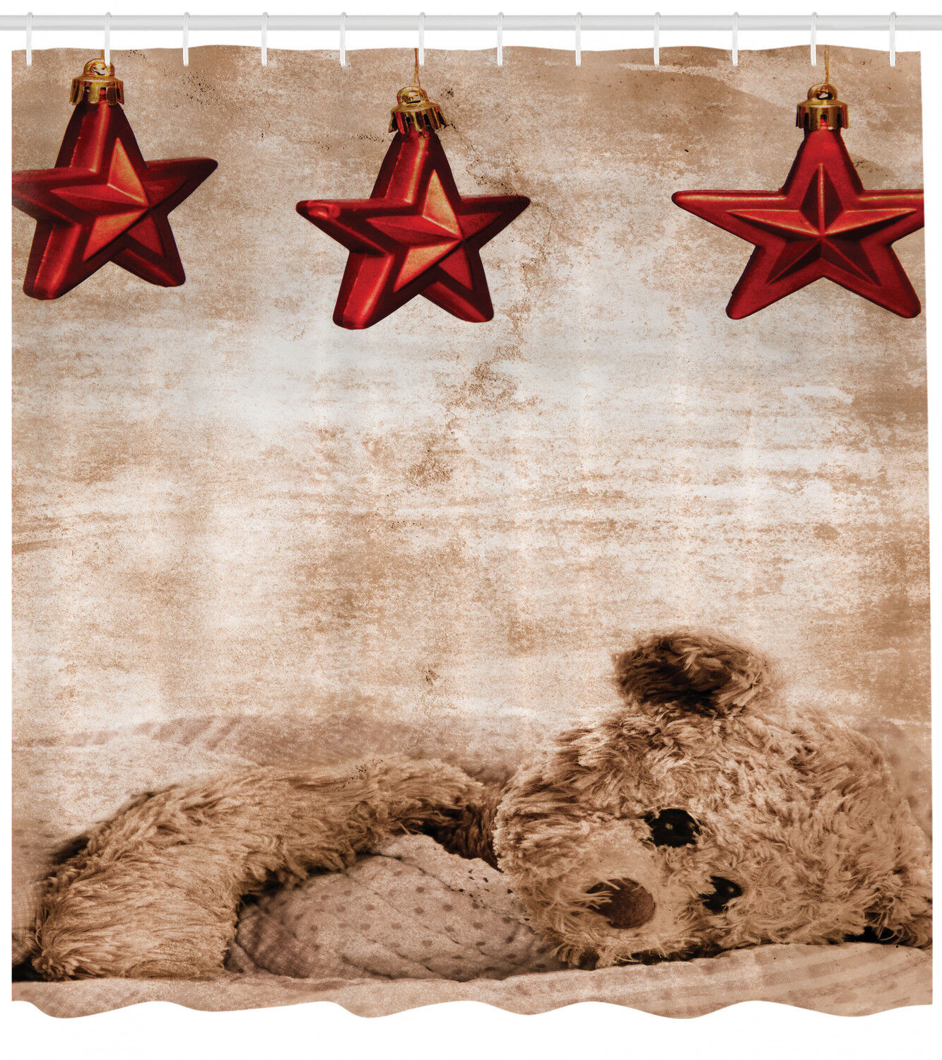 Cute Teddy Bear Star Sleeping Lovely Adornment Kids Nursery Shower Curtain - Image 2