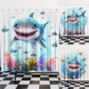 Cute Teen Bathroom Curtain with Shark Print Shower Curtain