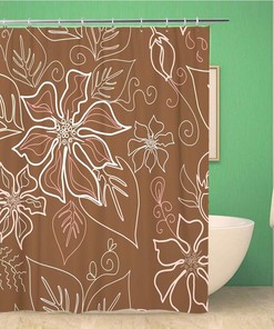 Cute Tiki Sarong Frangipani Shower Curtain with Abstract Pattern - Waterproof Fabric Bathroom Curtains