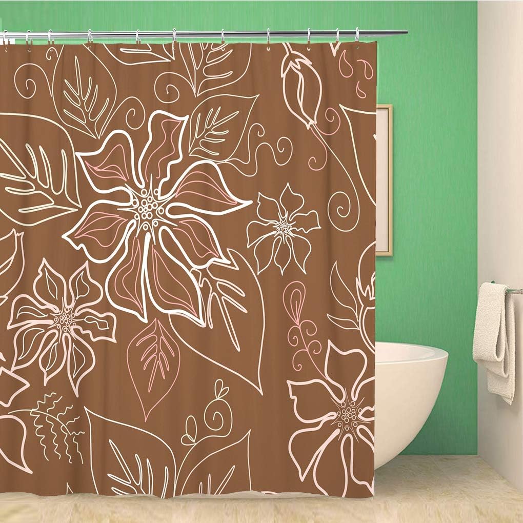 Cute Tiki Sarong Frangipani Shower Curtain with Abstract Pattern - Waterproof Fabric Bathroom Curtains