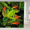 Cute Tropical Frog Shower Curtain with Palm Leaves for Boys Girls Teens Room Decor