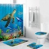 Cute Turtle Shower Curtain For Kids Bathroom Decor With Ocean Animal Design