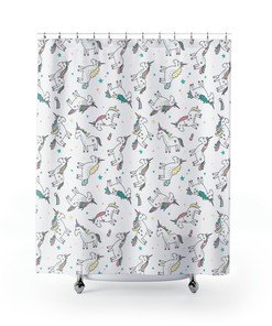 Cute Unicorn Print Shower Curtain for Fun Bathroom Decor