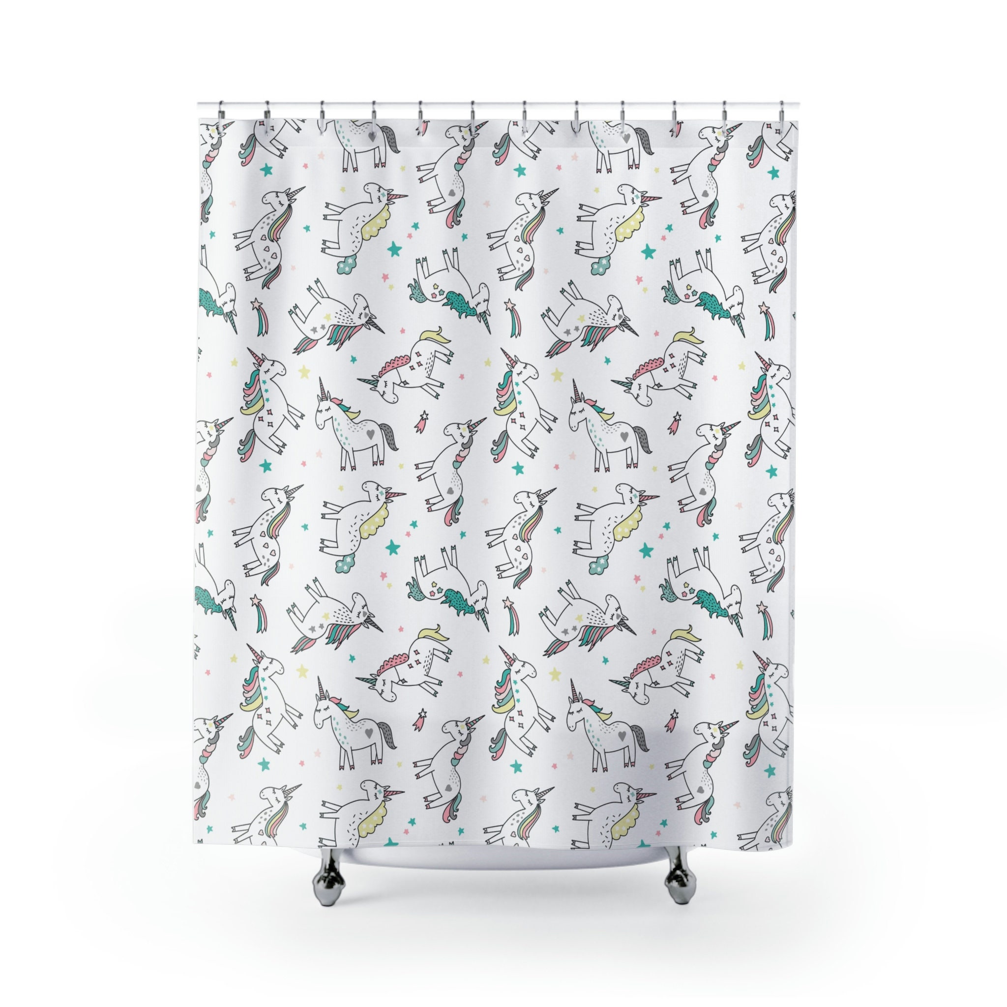 Cute Unicorn Print Shower Curtain for Fun Bathroom Decor