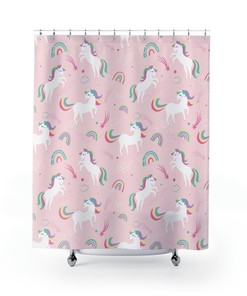 Cute Unicorn Print Shower Curtain for Magical Bathroom Decor