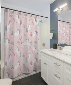 Cute Unicorn Print Shower Curtain for Magical Bathroom Decor