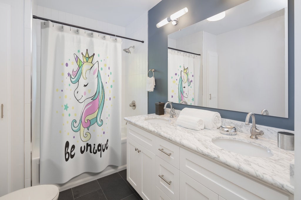 Cute Unicorn Print Shower Curtain for Unicorn Lovers and Your Bathroom Decor