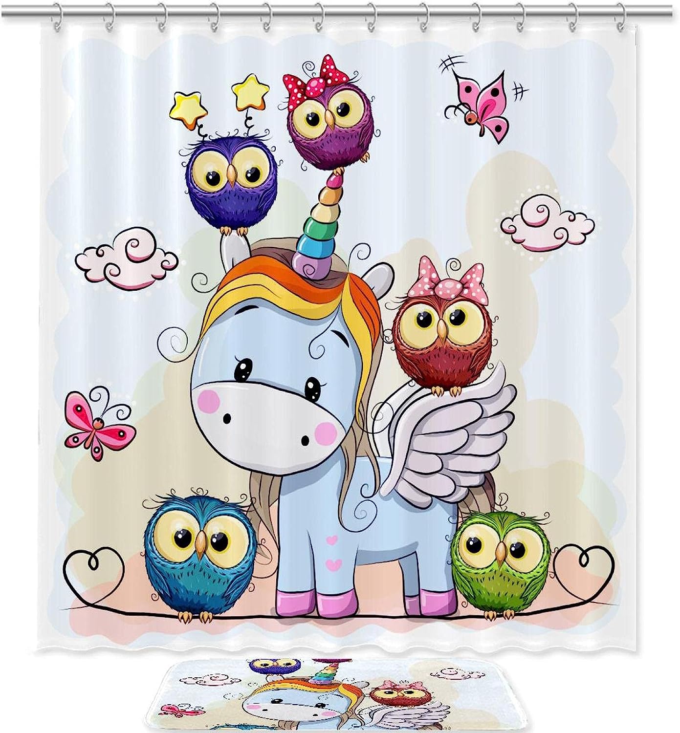 Cute Unicorn Shower Curtain Set to Liven Up Your Bathroom