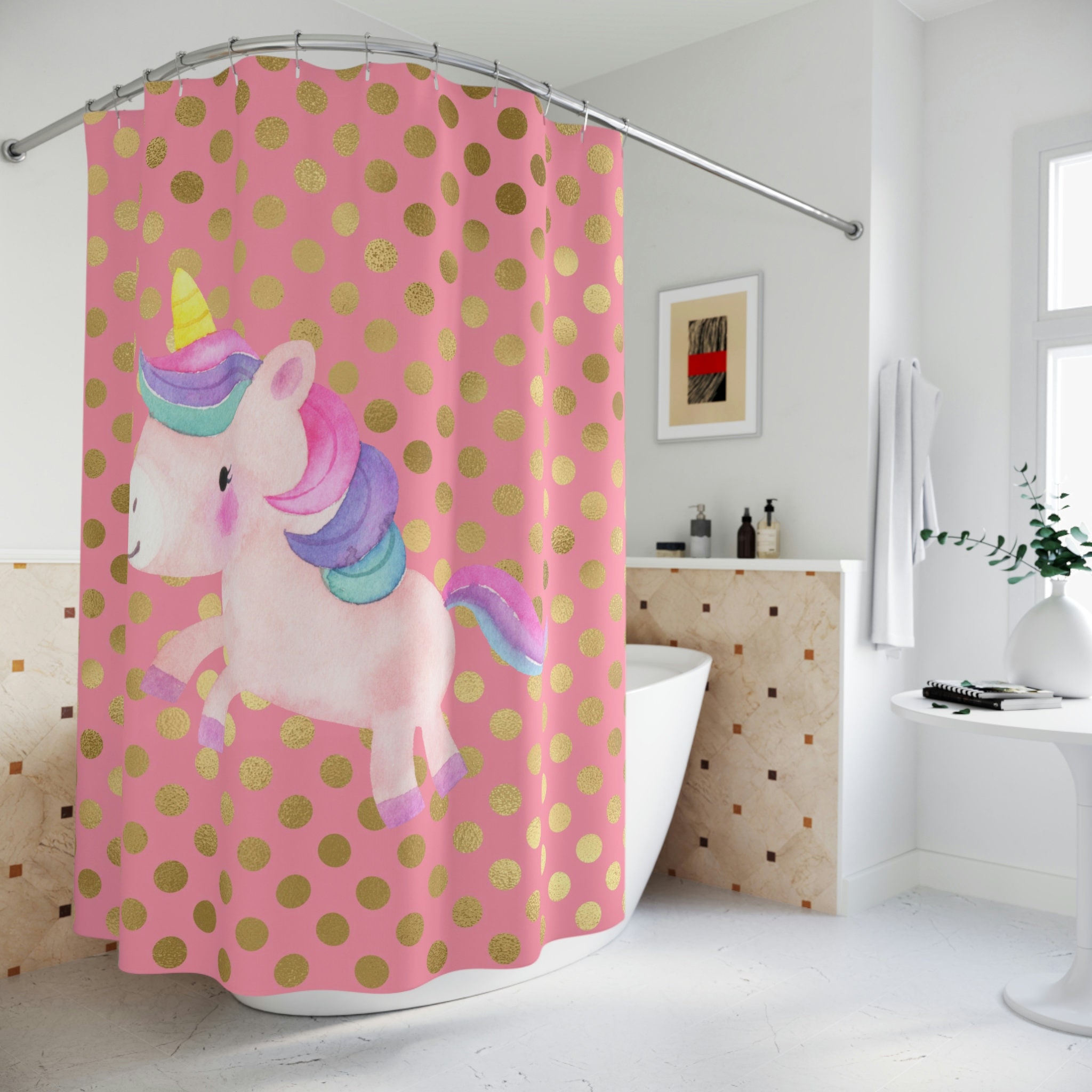 Cute Unicorn Shower Curtain for Magical Bathroom Decor