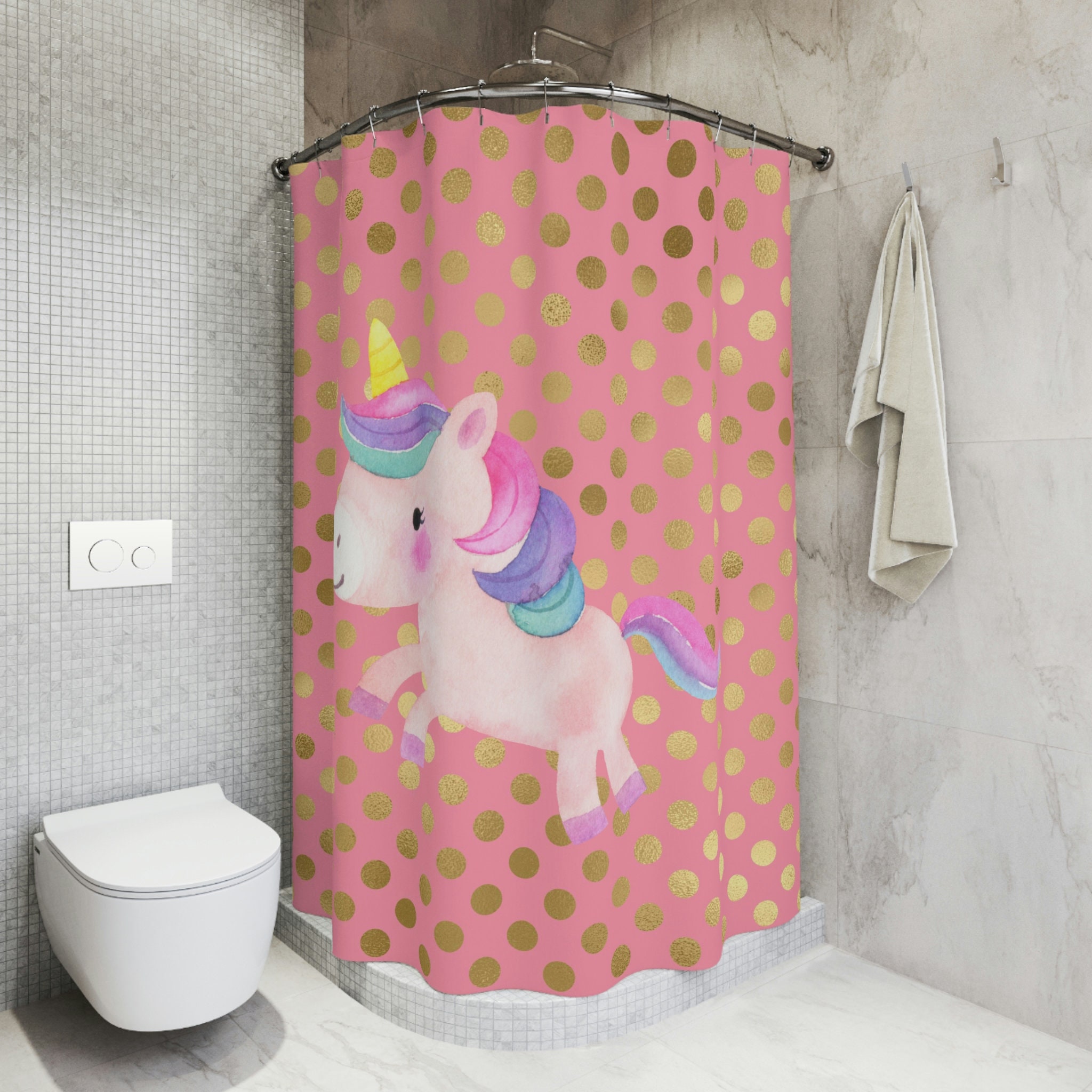 Cute Unicorn Shower Curtain for Magical Bathroom Decor