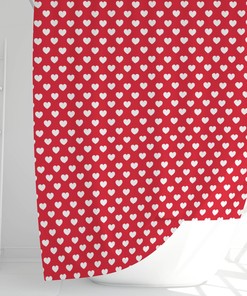 Cute Valentine Red and White Hearts Shower Curtain for Home Decor Gift