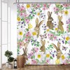 Cute Watercolor Bunny and Butterfly Shower Curtain for Girls Bathroom Decor