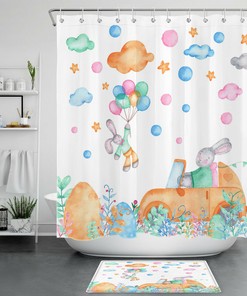 Cute Watercolor Cartoon Pumpkin Halloween Shower Curtain for a Spooky Bathroom 