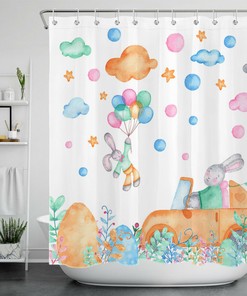 Cute Watercolor Cartoon Pumpkin Halloween Shower Curtain for a Spooky Bathroom
