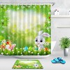 Cute Watercolor Rabbit Easter Shower Curtain for Spring Bathroom 