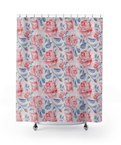 Cute Watercolor Roses Shower Curtain for a Romantic and Seasonal-Inspired Bathroom