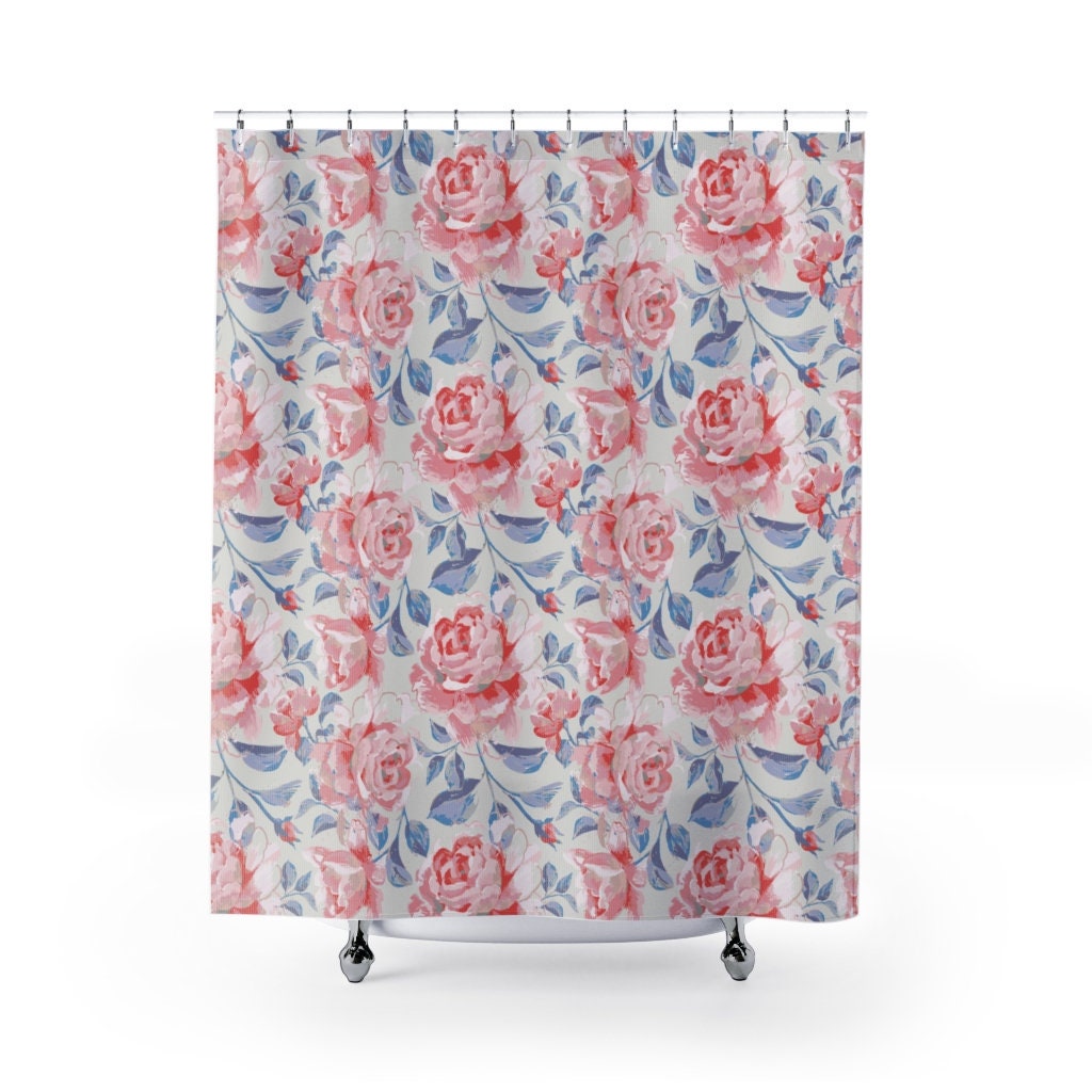 Cute Watercolor Roses Shower Curtain for a Romantic and Seasonal-Inspired Bathroom