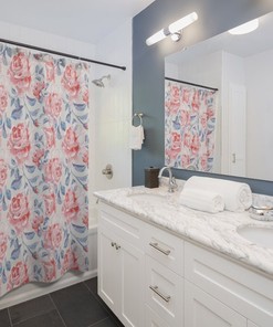 Cute Watercolor Roses Shower Curtain for a Romantic and Seasonal-Inspired Bathroom