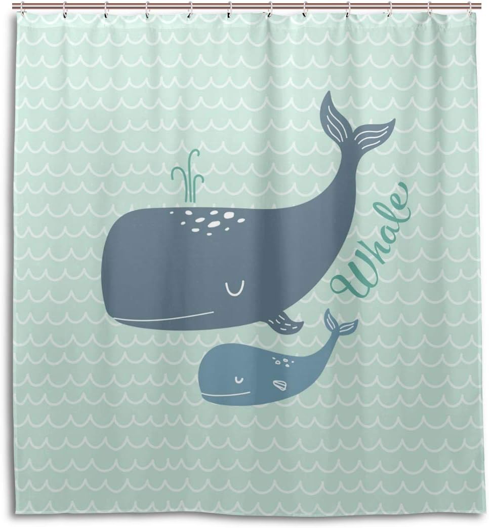 Cute Whales Shower Curtain For Adorable Bathroom Decor