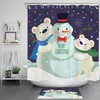 Cute White Bears And Snowman Christmas Shower Curtain - Snowflakes And Stars Bathroom Decor