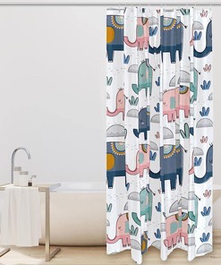 Cute White Elephant Mandala Shower Curtain, Waterproof Bathroom Decor