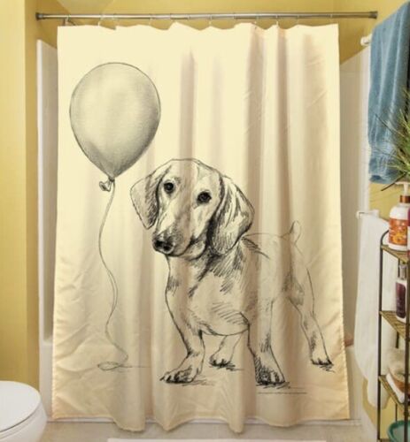 Cute Wiener Dog Shower Curtain With Balloon Design