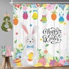 Cute Wooden Easter Bunny Cartoon Shower Curtain For Bathroom Decor