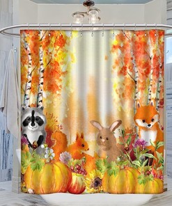 Cute Woodland Critters Shower Curtain Perfect for Your Fall Bathroom Dcor