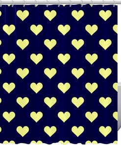 Cute Yellow Hearts And Flowers Shower Curtain - Waterproof And Durable