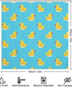Cute Yellow Rubber Duck Bath Curtain for Fashionable Bathroom Decor