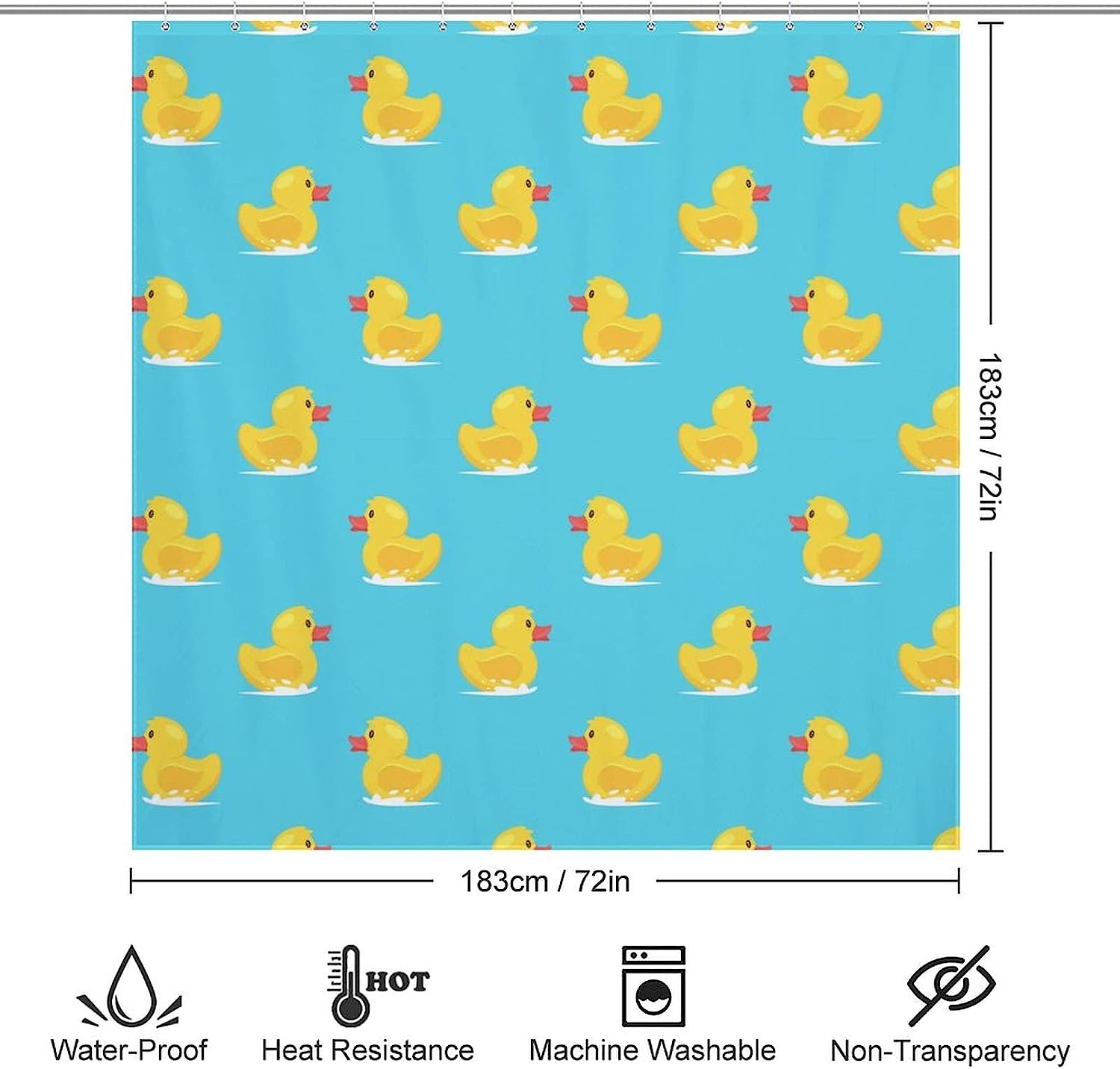 Cute Yellow Rubber Duck Bath Curtain for Fashionable Bathroom Decor