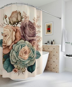 Cute and Charming Aqua Roses Shower Curtain for Any Bathroom