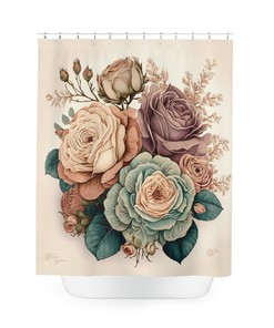 Cute and Charming Aqua Roses Shower Curtain for Any Bathroom